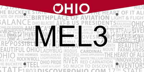 MEL3 Ohio License Plate