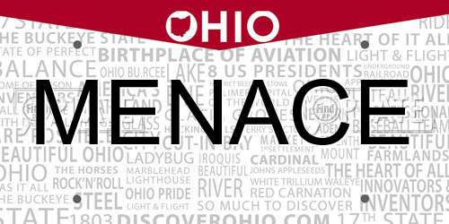 MENACE Ohio License Plate