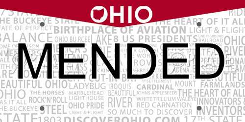 MENDED Ohio License Plate