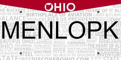 MENLOPK Ohio License Plate