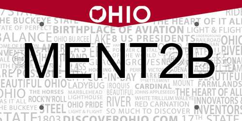 MENT2B Ohio License Plate