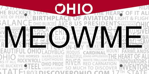 MEOWME Ohio License Plate