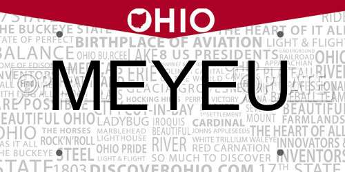 MEYEU Ohio License Plate