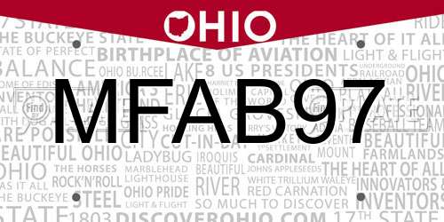 MFAB97 Ohio License Plate
