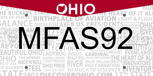 MFAS92 Ohio License Plate