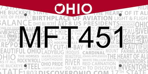 MFT451 Ohio License Plate