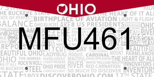 MFU461 Ohio License Plate