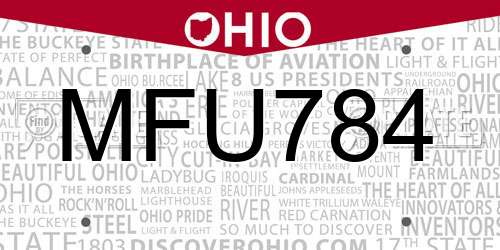 MFU784 Ohio License Plate