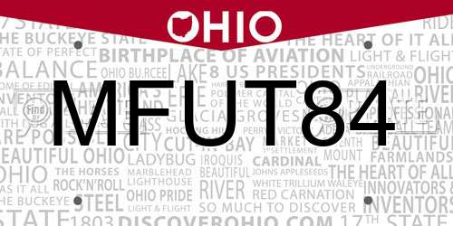 MFUT84 Ohio License Plate