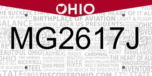 MG2617J Ohio License Plate
