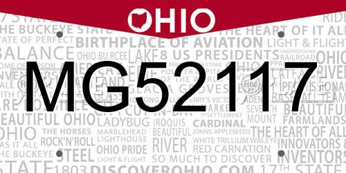 MG52117 Ohio License Plate