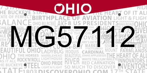 MG57112 Ohio License Plate