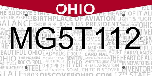MG5T112 Ohio License Plate