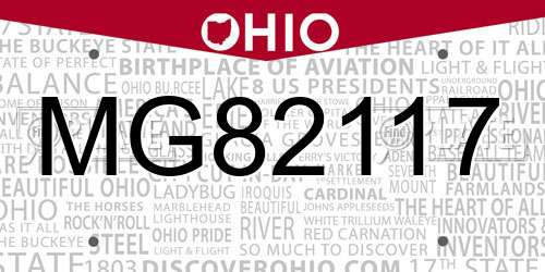 MG82117 Ohio License Plate