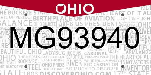 MG93940 Ohio License Plate