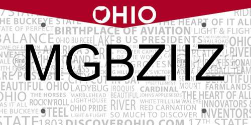 MGBZIIZ Ohio License Plate