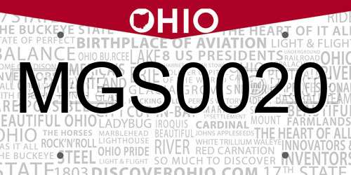 MGS0020 Ohio License Plate