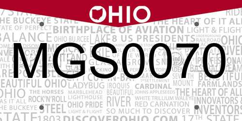 MGS0070 Ohio License Plate