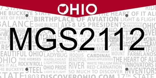 MGS2112 Ohio License Plate