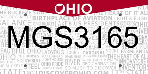 MGS3165 Ohio License Plate