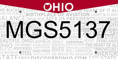 MGS5137 Ohio License Plate