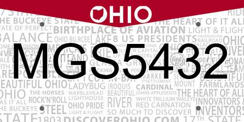 MGS5432 Ohio License Plate