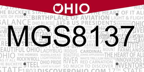 MGS8137 Ohio License Plate