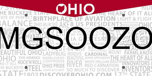 MGSOOZO Ohio License Plate