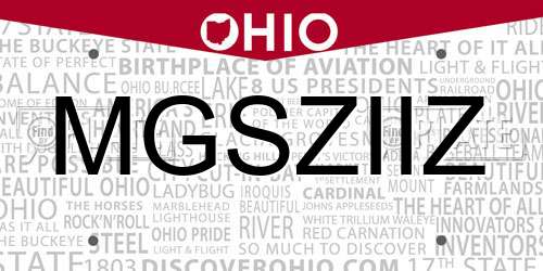MGSZIIZ Ohio License Plate