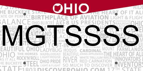MGTSSSS Ohio License Plate
