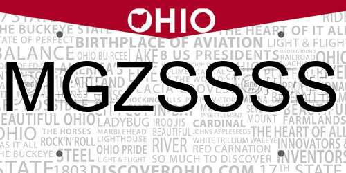 MGZSSSS Ohio License Plate