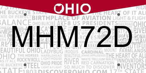 MHM72D Ohio License Plate
