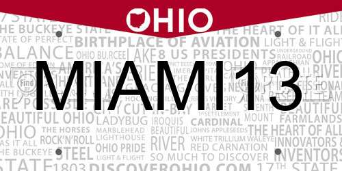 MIAMI13 Ohio License Plate