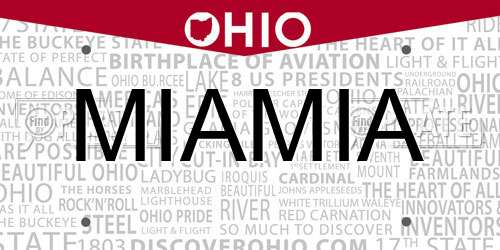 MIAMIA Ohio License Plate