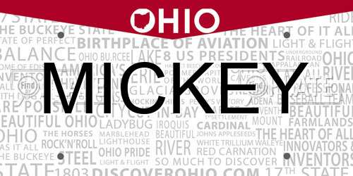 MICKEY Ohio License Plate