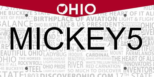 MICKEY5 Ohio License Plate
