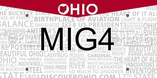 MIG4 Ohio License Plate