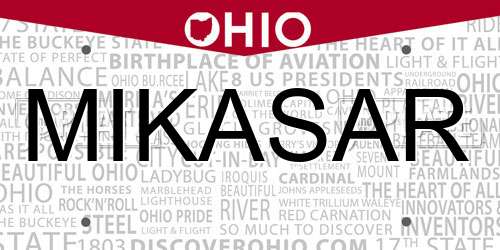 MIKASAR Ohio License Plate