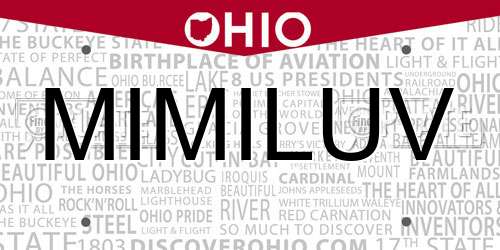 MIMILUV Ohio License Plate