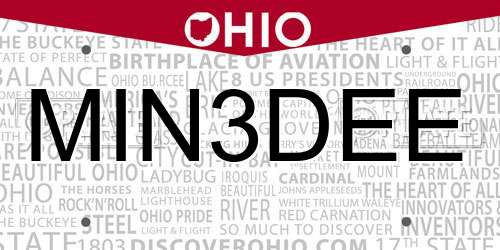MIN3DEE Ohio License Plate