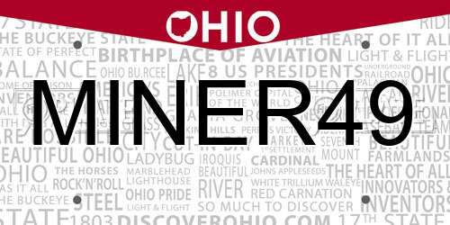MINER49 Ohio License Plate