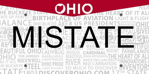 MISTATE Ohio License Plate