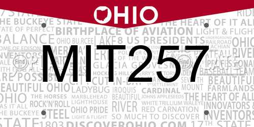 MIT257 Ohio License Plate