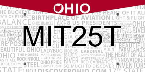 MIT25T Ohio License Plate