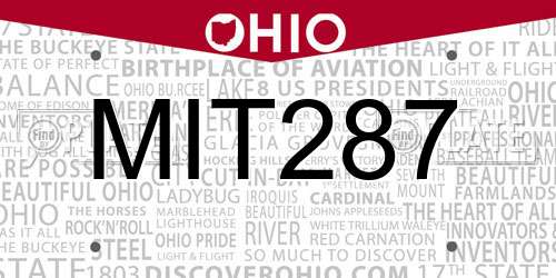 MIT287 Ohio License Plate