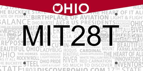 MIT28T Ohio License Plate