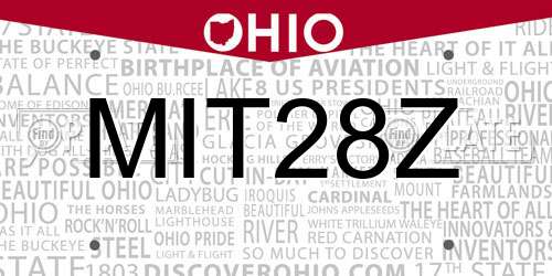 MIT28Z Ohio License Plate