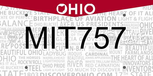MIT757 Ohio License Plate
