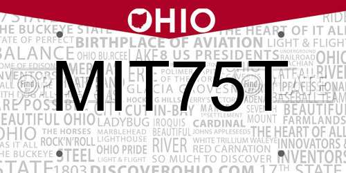 MIT75T Ohio License Plate