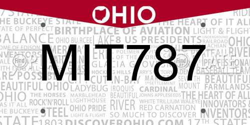 MIT787 Ohio License Plate